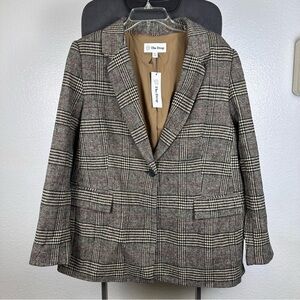 The Drop Women's Plaid Blazer - Black and Tan Size XXL